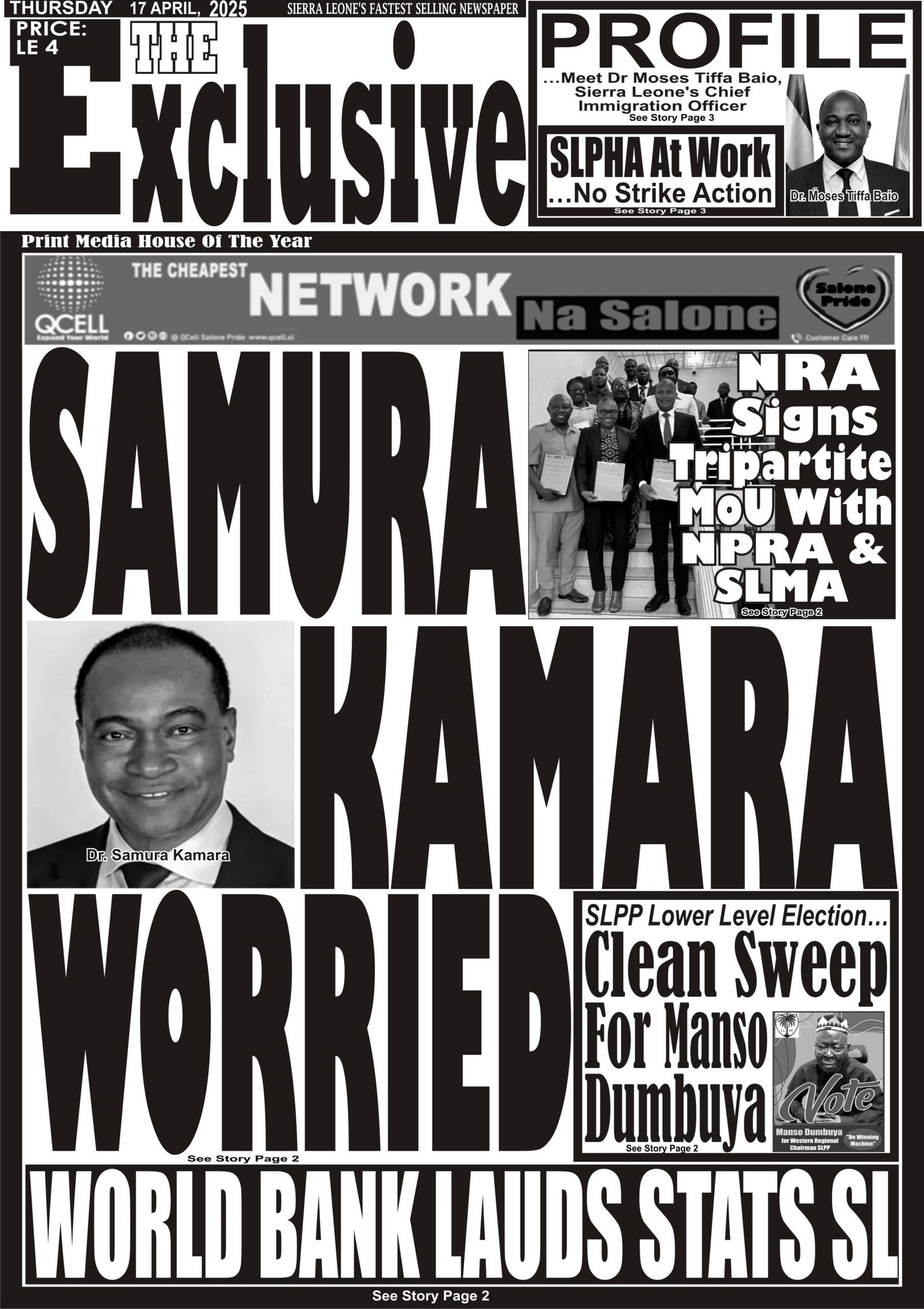 FRONT PAGE: Samura Kamara Worried