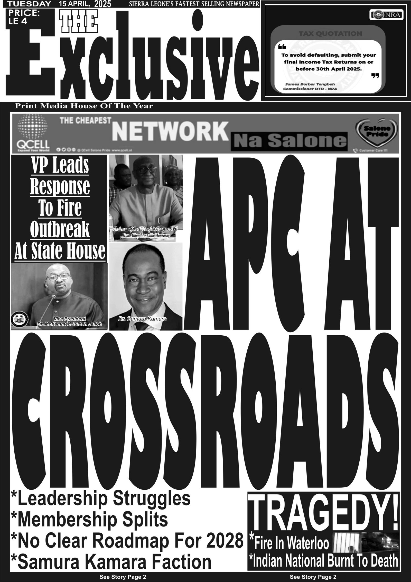 FRONT PAGE: APC At Crossroads