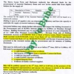 Invitation for Bids SIERRA LEONE PORTS AND HARBOURS AUTHORITY