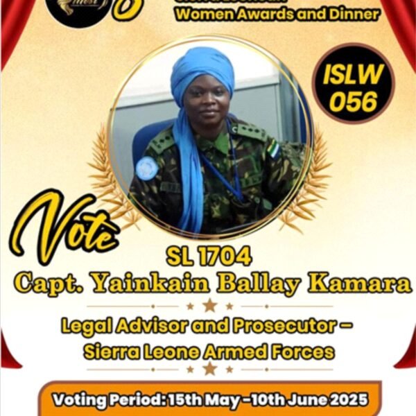 For 50 Most Influential Women… Captain Yainkain Ballay Kamara Nominated