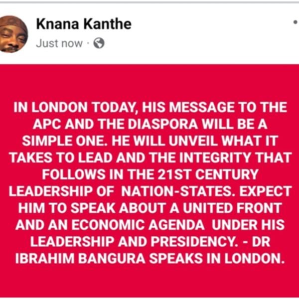 Dr Ibrahim Bangura Speaks In London