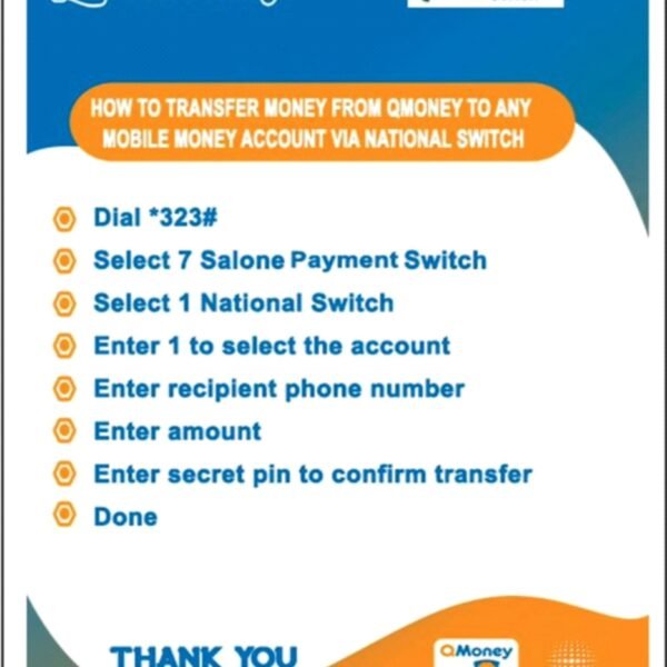 How To Transfer Money From QMoney To Any Mobile Money Account VIA National SWITCH